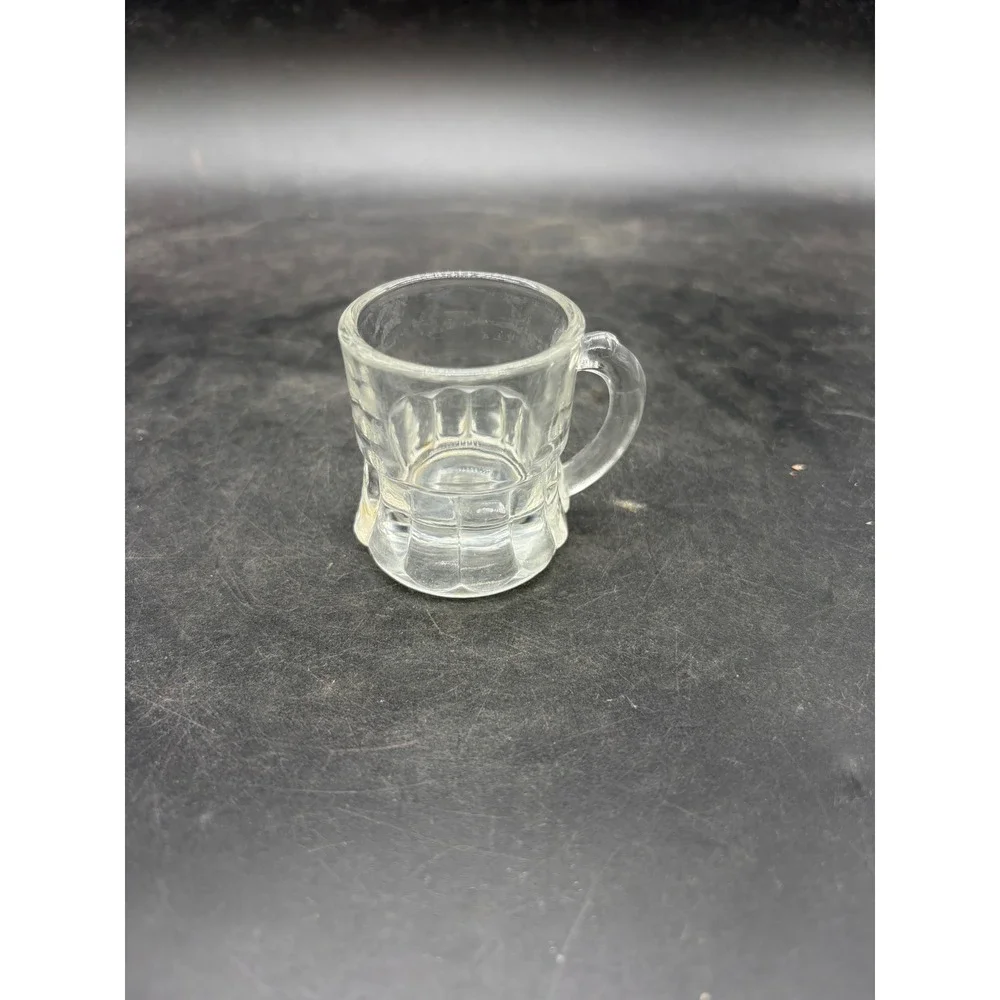 Vintage Clear Glass Miniature Beer Mug Shot Glass Paneled Stein Design 2 Inch